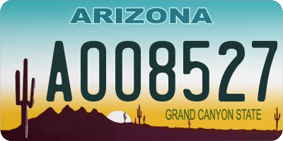 AZ license plate AOO8527