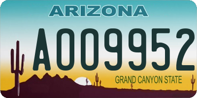 AZ license plate AOO9952