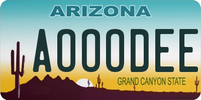 AZ license plate AOOODEE