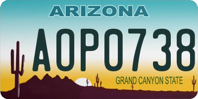AZ license plate AOP0738