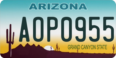 AZ license plate AOP0955