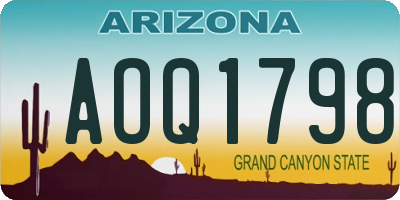 AZ license plate AOQ1798
