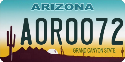 AZ license plate AOR0072