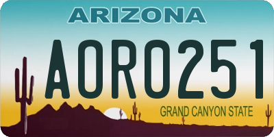 AZ license plate AOR0251