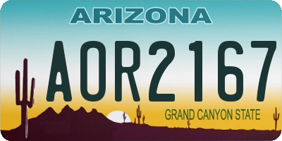 AZ license plate AOR2167