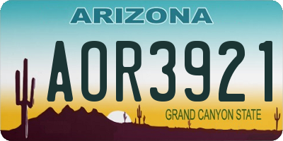 AZ license plate AOR3921