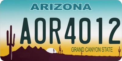 AZ license plate AOR4012