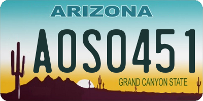 AZ license plate AOS0451