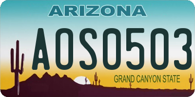 AZ license plate AOS0503