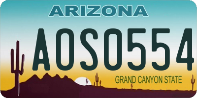 AZ license plate AOS0554