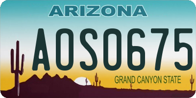 AZ license plate AOS0675