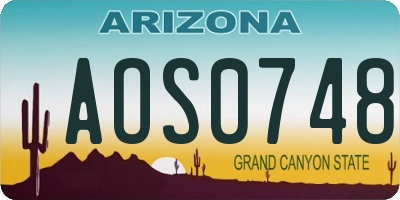 AZ license plate AOS0748