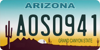 AZ license plate AOS0941