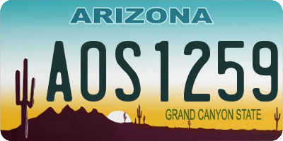 AZ license plate AOS1259