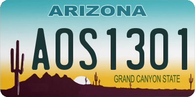 AZ license plate AOS1301