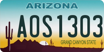 AZ license plate AOS1303