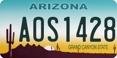 AZ license plate AOS1428