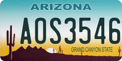 AZ license plate AOS3546