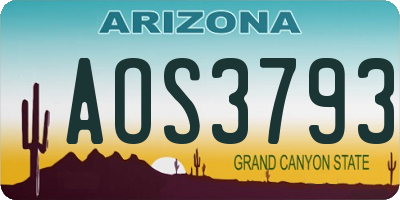 AZ license plate AOS3793