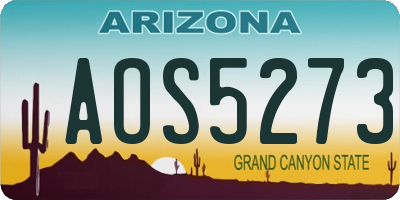 AZ license plate AOS5273
