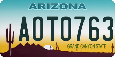 AZ license plate AOT0763