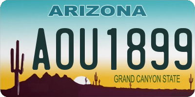 AZ license plate AOU1899