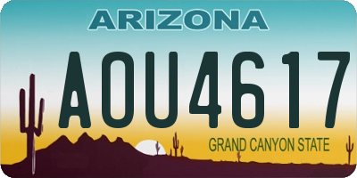 AZ license plate AOU4617