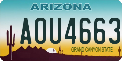 AZ license plate AOU4663