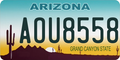 AZ license plate AOU8558