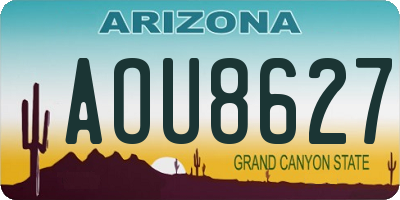 AZ license plate AOU8627