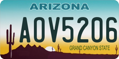 AZ license plate AOV5206