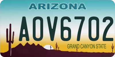 AZ license plate AOV6702