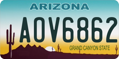 AZ license plate AOV6862