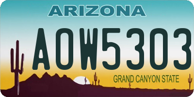 AZ license plate AOW5303