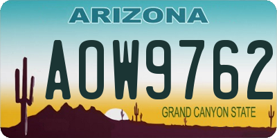 AZ license plate AOW9762