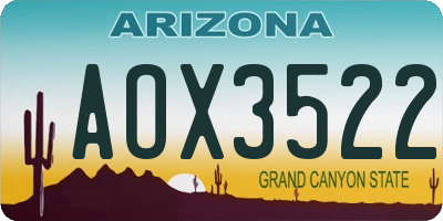 AZ license plate AOX3522