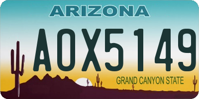 AZ license plate AOX5149