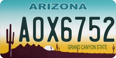 AZ license plate AOX6752