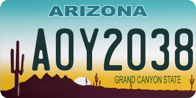 AZ license plate AOY2038