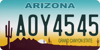 AZ license plate AOY4545