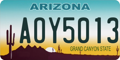 AZ license plate AOY5013