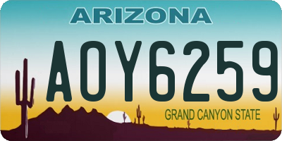 AZ license plate AOY6259