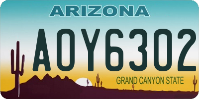 AZ license plate AOY6302