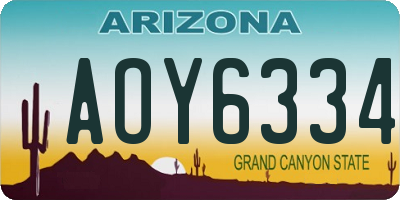 AZ license plate AOY6334