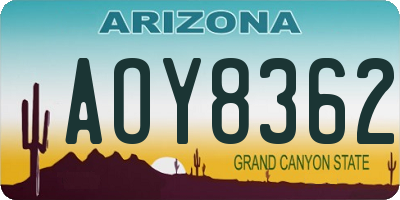 AZ license plate AOY8362