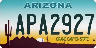 AZ license plate APA2927