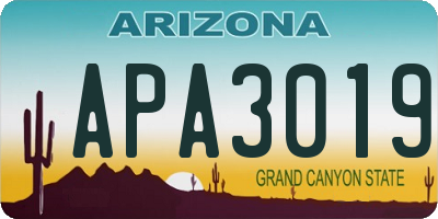 AZ license plate APA3019
