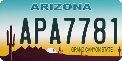 AZ license plate APA7781