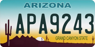 AZ license plate APA9243