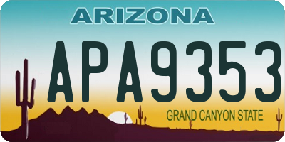AZ license plate APA9353
